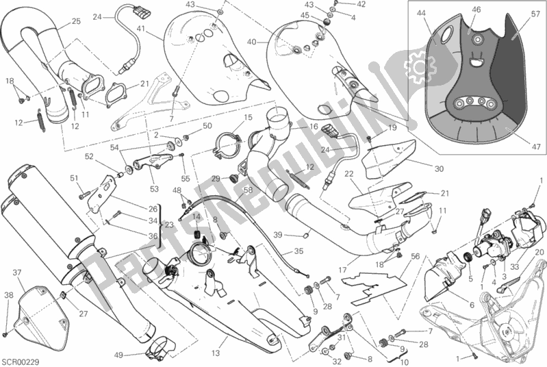All parts for the Exhaust System of the Ducati Superbike 959 Panigale ABS Brasil 2018